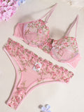 Flower Embroidery Sexy Lingerie Set