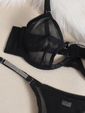 Mesh see-through handmade hot diamond sexy lingerie set