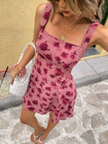 New style floral slim suspender short dress