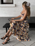 Printed suspender dress