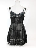 Lace stitching bow ribbon dress nightdress two-piece set