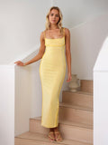 Women's simple sexy square neck suspender dress