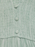 New V-neck slit fresh light green dress
