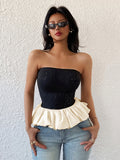 Contrast color bud tube top