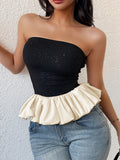 Contrast color bud tube top