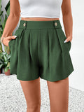 High Waist Wide Leg Casual Shorts with Pockets
