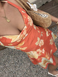 Women's halter neck floral print sleeveless short dress