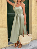 Sleeveless Tie-Dress Ethnic Style Holiday Pleated Suspender Dress