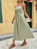 Sleeveless Tie-Dress Ethnic Style Holiday Pleated Suspender Dress
