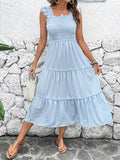 Resort Stripe Ruffle Slip Dress