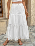 Lace patchwork skirt casual seaside holiday A-line long skirt
