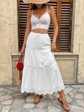 Lace patchwork skirt casual seaside holiday A-line long skirt