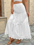 Lace patchwork skirt casual seaside holiday A-line long skirt