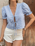Checked bow shirt