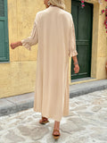 New Holiday Commuter Retro Elegant Button Solid Color Dress