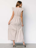 Women's Stripe Printed Holiday Bohemian V-Neck Shirt Dress