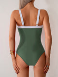 Contrast color one-piece swimsuit sexy bikini