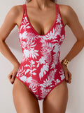 Floral Print Sexy Sports One-Piece Swimsuit Bikini