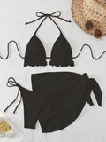 New lace splicing sexy lace up hot springs swimsuit three-piece set
