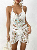 Women's sequin stitching pure hand hook bikini two-piece cover-up