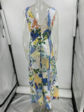 Casual printed women's sleeveless large V-neck swing dress