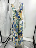 Casual printed women's sleeveless large V-neck swing dress
