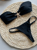 Starfish solid color bandeau bikini