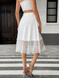Elegant high waist lace A-line skirt