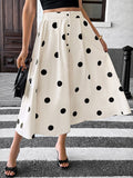 New mid-length umbrella skirt polka dot skirt elastic retro elegant A-line skirt