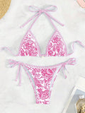 Sexy bikini set with multi-color floral print