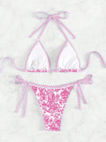 Sexy bikini set with multi-color floral print