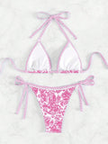 Sexy bikini set with multi-color floral print