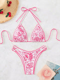 Printed halterneck sexy bikini