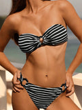 Sexy and fashionable striped tube top bikini