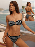 Sexy and fashionable striped tube top bikini