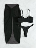 Swimsuit solid color three-piece bikini U-shaped decoration Swimsuit