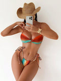 Tie-dye braided floor-length bikini