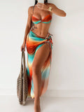 Tie-dye braided floor-length bikini