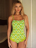 Coconut Tree Printed Sexy Bikini One-Piece Swimsuit