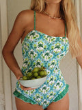 Coconut Tree Printed Sexy Bikini One-Piece Swimsuit