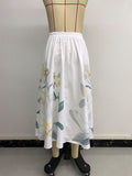 Casual Floral Holiday Dress Button Decorated Printed Skirt