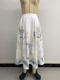 Casual Floral Holiday Dress Button Decorated Printed Skirt
