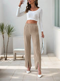 New solid color split straight trousers