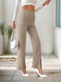 New solid color split straight trousers