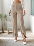 New solid color split straight trousers