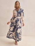 Fashion Print Belt Loose Retro Dress