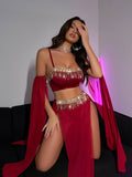Sexy tassel pole dance fun suit belly dance sequin lace hot set