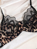 New ultra-thin lace leopard print sexy underwear set