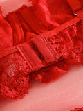 Suspender lace see-through sexy lingerie set