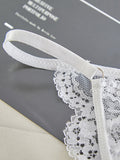 Suspender lace see-through sexy lingerie set